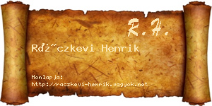 Ráczkevi Henrik névjegykártya